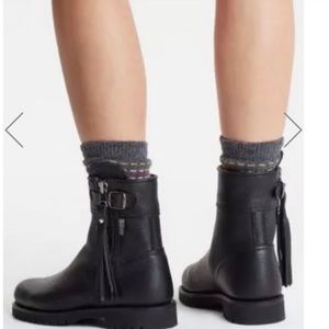 Penelope Chilvers Cropped Leather Tassel Boots - Black - 38.5